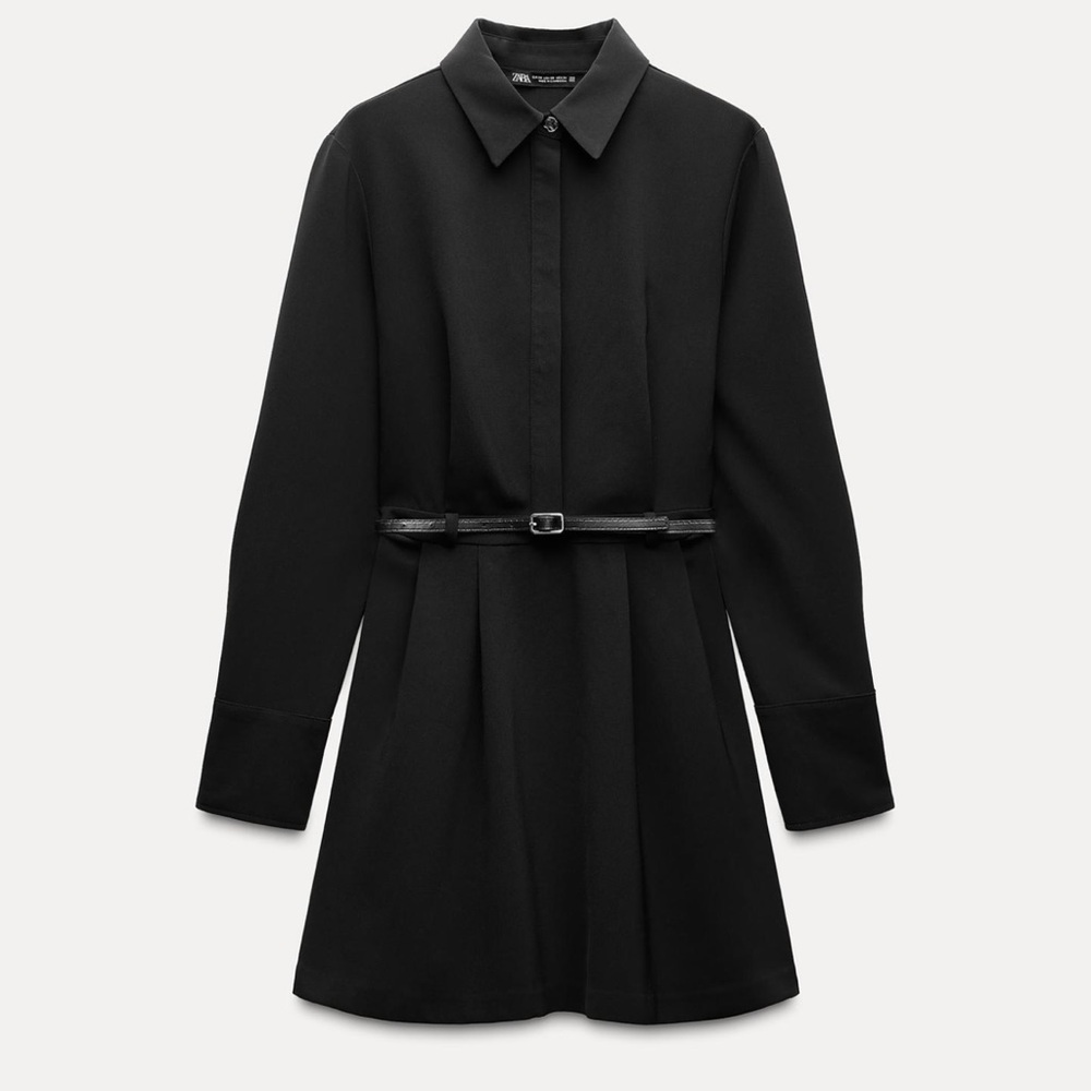 Zara Black Mini Dress with Belt, Size S